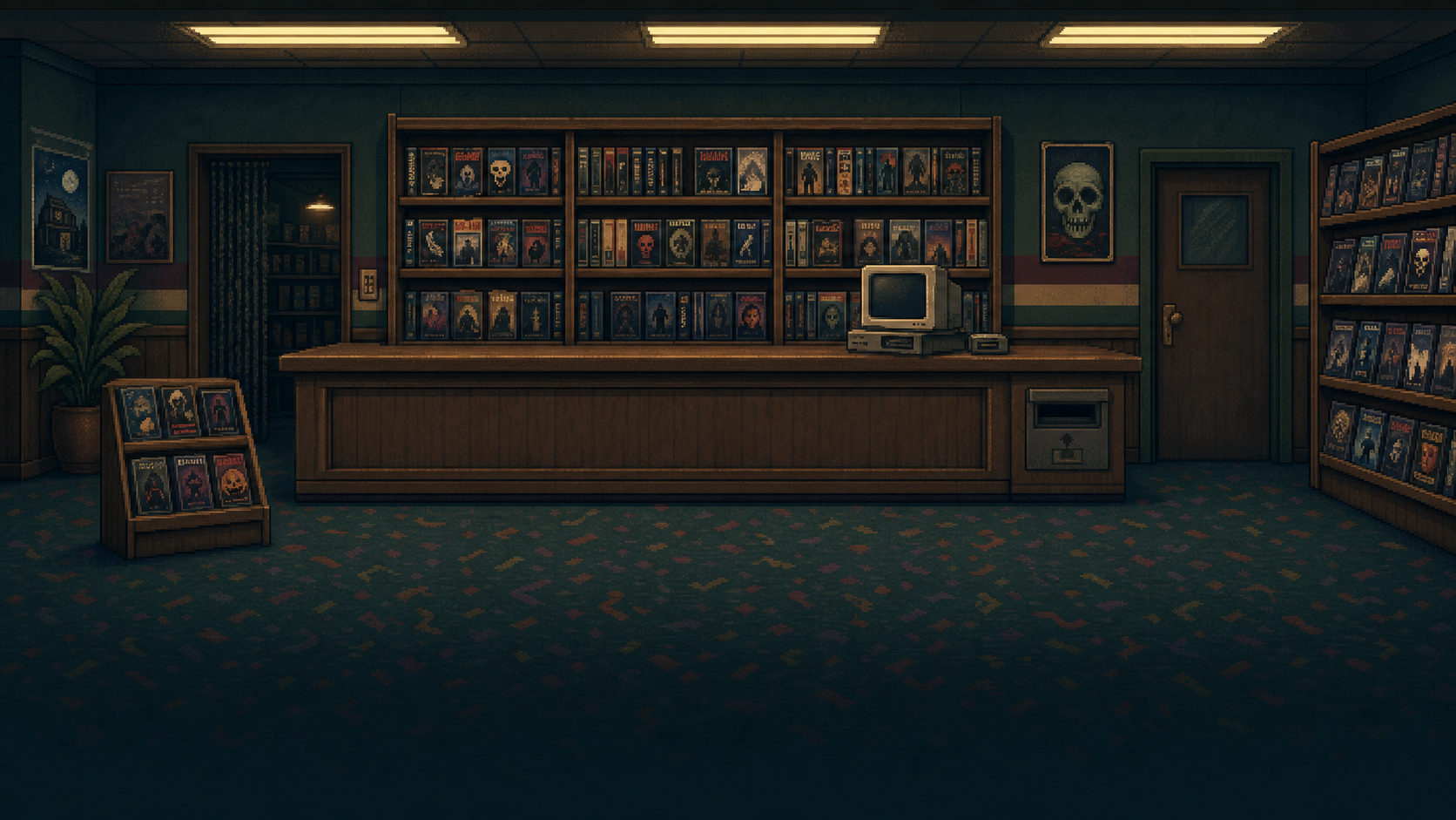 The video-store interior used as the game’s setting